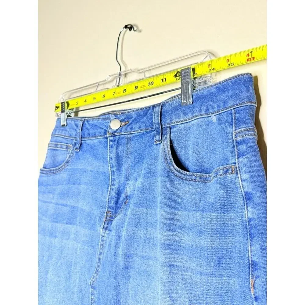 Baccini Y2K Long Denim Skirt 8 Medium Modest Jean Skirt Cowgirl Boho Western
